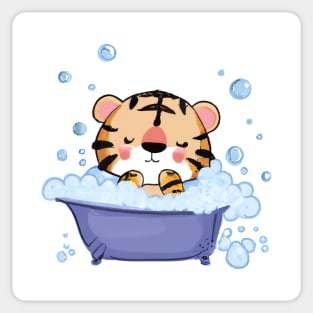 Cute Baby Tiger In Bathtub Sticker